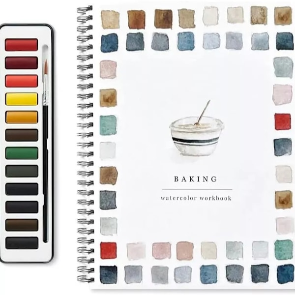 Akvarel Workbook 12 Farver Akvarel Øvelsesbog Malersæt Til Begyndere Baking