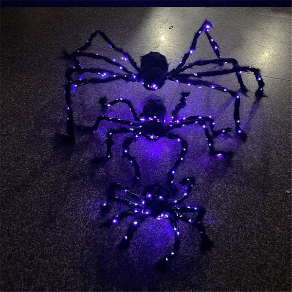 Halloween Edderkoppespind Dekorationer Lysende Kæmpe Edderkop Indretning 30cm