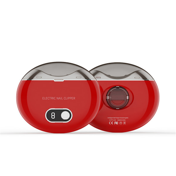 Elektrisk negleklipper, elektrisk tåneglklipper, 3-trins elektrisk negletrimmer med LCD digital display Red