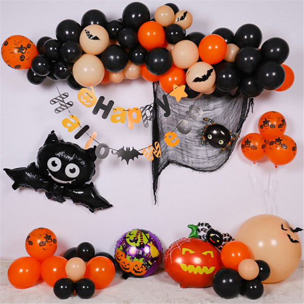 Halloween Ballongdekoration Båge Kit med Spindel Skelett Bat #1