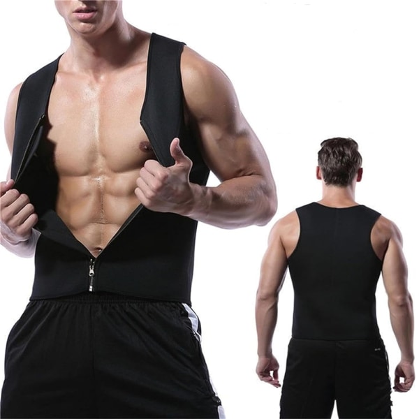 Hot Vest för män Dragkedja Neopren Slimming Linne Waist Trainer Träning Kroppsformare För Fitness Sport Skjorta Shapewear A L