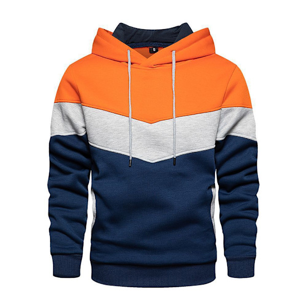 Herr Pullover Hoodie Sweatshirt Dragsko Huvtröja Färgblock Hoodie Herr Långärmad Orange 2XL