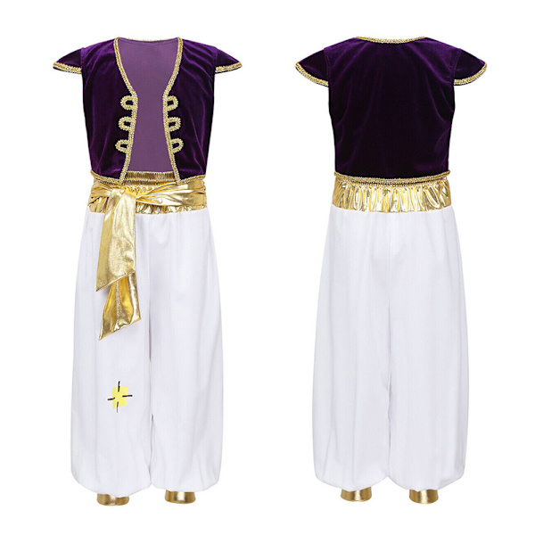 Arabisk Prins Aladdin Kostym Festkläder Väst Byxor Barn Pojke Uppträdande 140cm
