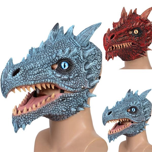 Halloween-dinosaurmask för vuxna, skräckkostym för cosplay Ice Dragon