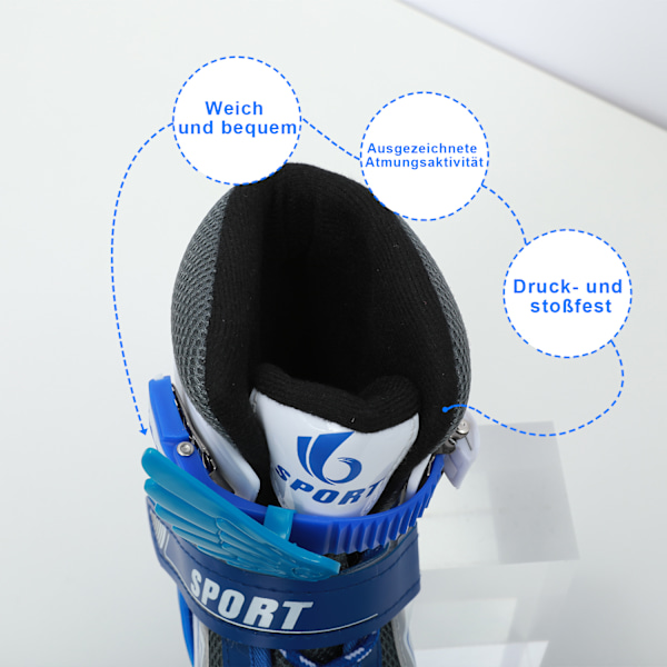 Inlineskates, justerbara rullskridskor, inlinehjul med ljus, rullskridskor, inliner, justerbar storlek 26-41, trippelt skydd Blue M
