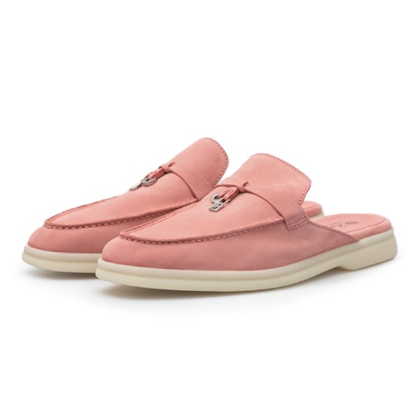 LORO PIANA Charms Walk Utsmyckade Mockamules Tofflor Pink 44