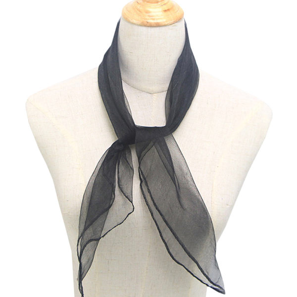 Dame 50-talls firkantet chiffong hals hodeskjerf skjerf wrap Black 60*60cm