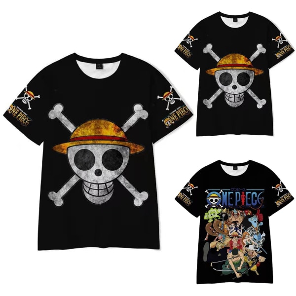 Anime ONE PIECE Luffy Barn T-shirt Sommar Casual Kortärmad Tryckt Tee Toppar Fans Pojkar Flickor Jul Födelsedagspresent A 160cm