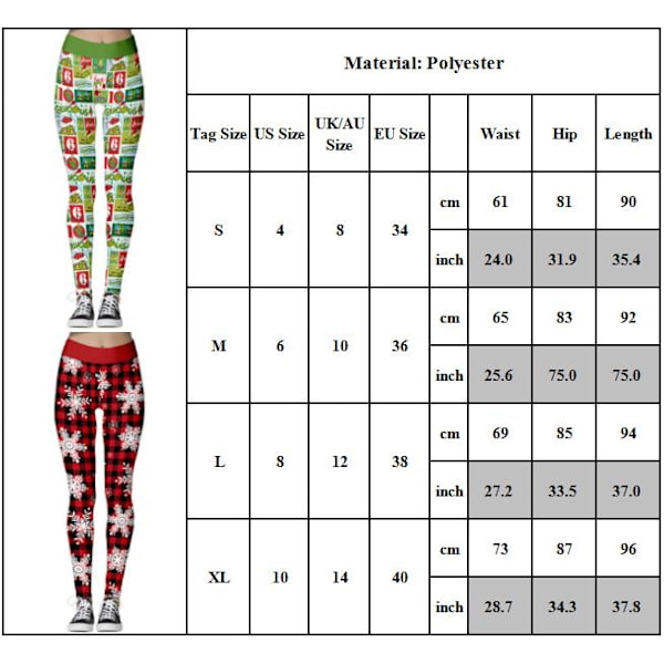Højtaljede juleleggings til kvinder med striber C L
