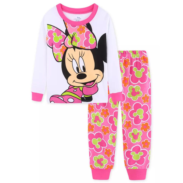 2-pack flickor Disney Minnie tryckta toppar + byxor pyjamas set B 130cm