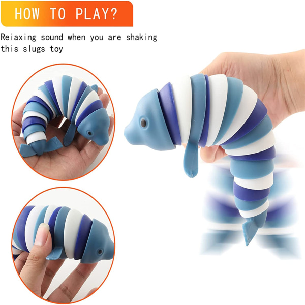 3D Slug Toy Dekompression Fidget Sensorisk stress relief Rolig leksak dolphin
