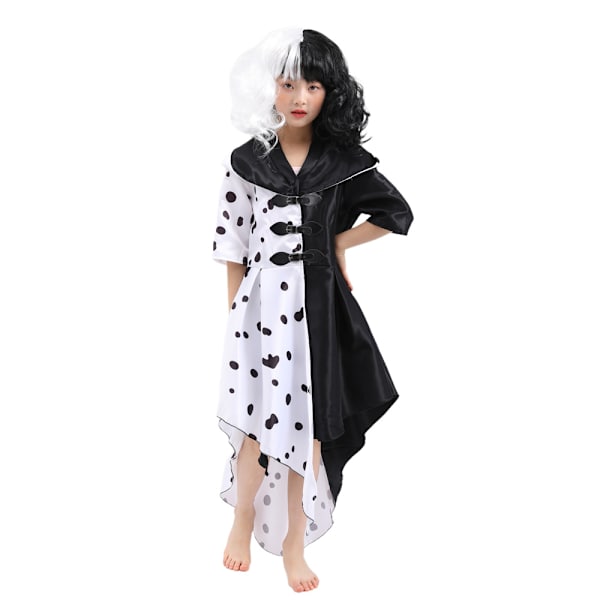 3–10-vuotiaiden tyttöjen Cruella Deville -asu Cosplay-asut S