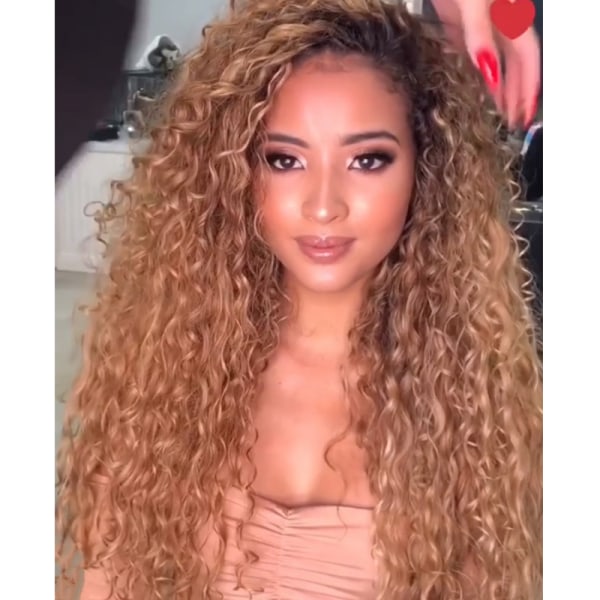 Andningsbar gradientfärg lockigt hår realistisk peruk för kvinnor