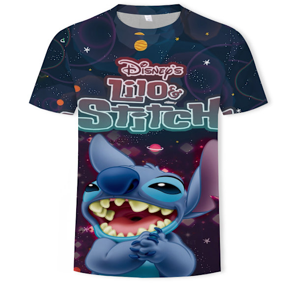 Lilo & Stitch Barn T-shirt Sommar Casual Kortärmad Tryckt Tee Toppar Fans Pojkar Flickor Jul Födelsedagspresent B 140cm