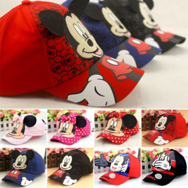 Flickor Pojkar Barnhatt Mickey Mouse Cartoon Solhatt Blue