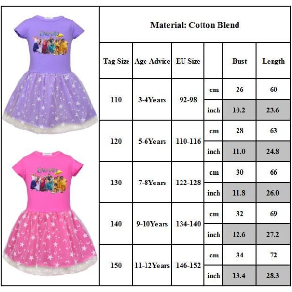 Encanto Mirabel Summer Mesh Tutu Tyllskjortklänning för barnflicka purple 11-12Years = EU146-152