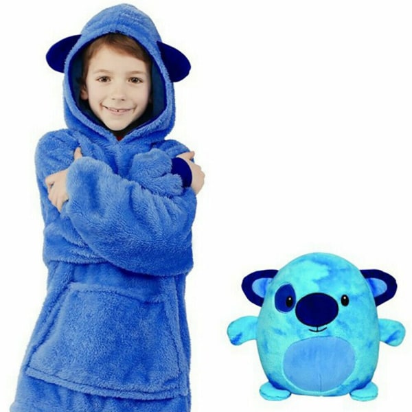Bärbar filthuvtröja, oversized supermjuk och varm för barn blue