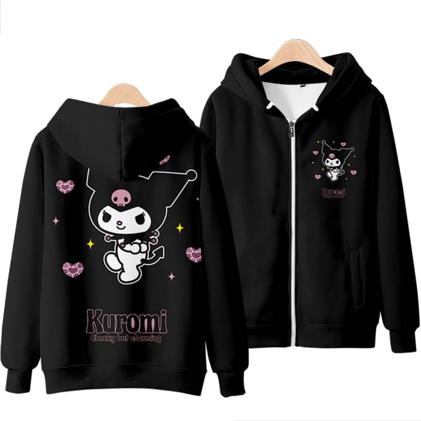 Dam Hoodie Anime Print Dragkedja Hooded Sweatshirt Jacka Kappa Ytterkläder B S