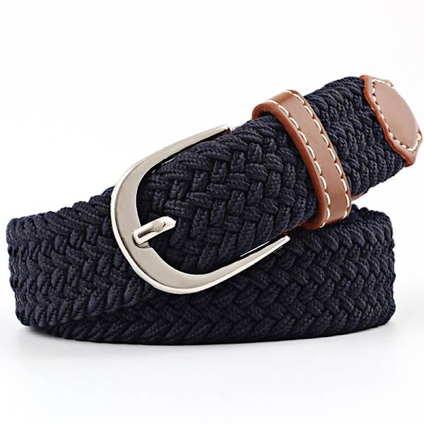 Läder Canvas Flätad Midjebälte Vävt Bälte för Jeans Byxor dark blue