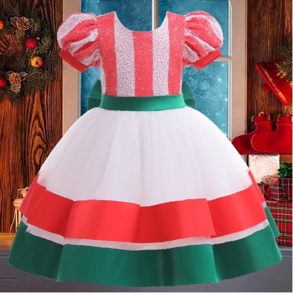 Barns söta prinsessklänning julklänning för karneval 130cm
