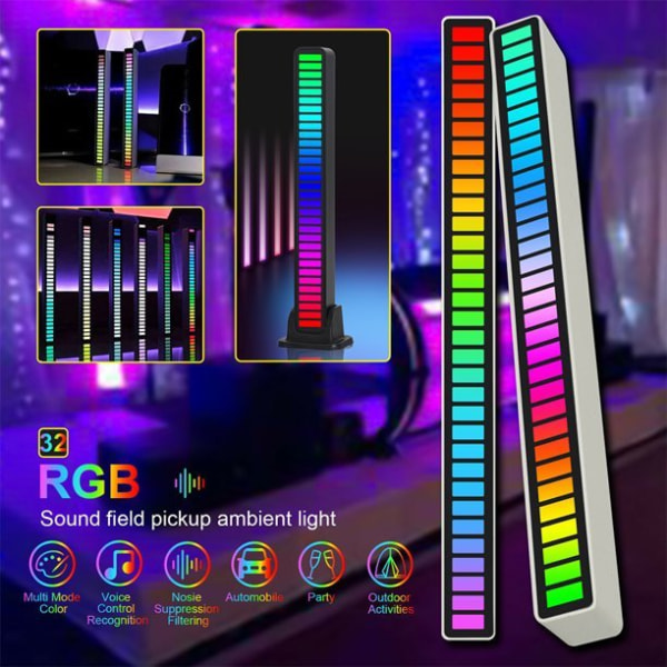 LED Light Bar RGB Music Röstaktiverade lampor för spelrum black