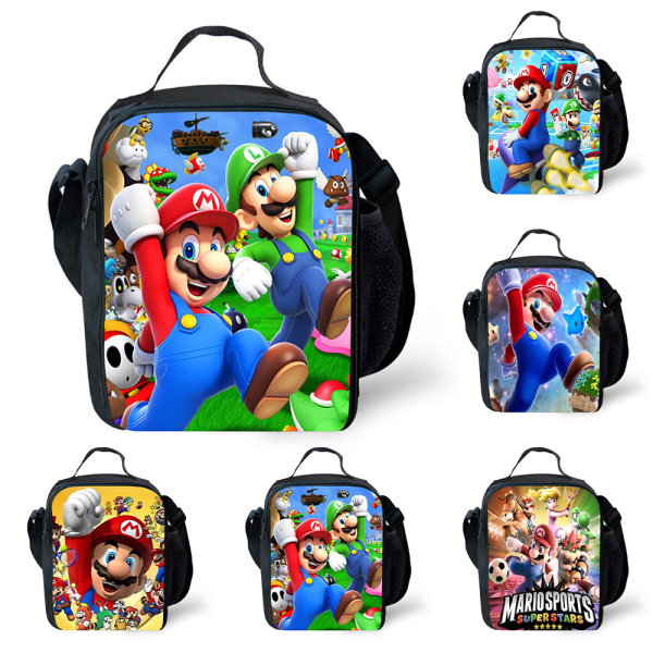 Super Mario Mjuk Isolerad Skolmatlåda Återanvändbar Lunchväska C