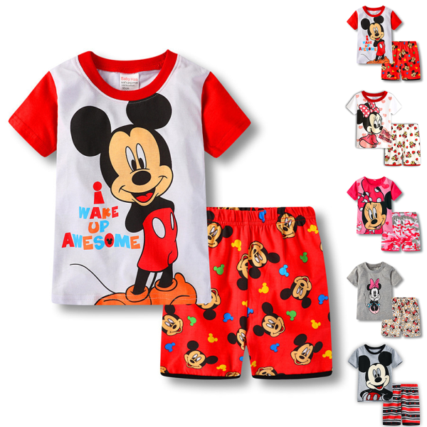 Minnie/Mickey Mouse Print Barn Pyjamas Toppar Shorts Pyjamas Sovkläder Outfits Set #4 100cm