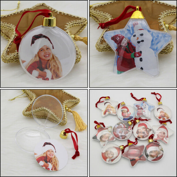1 st Foto Ornamentkula Julhängande Foto Ram Ornament Five Stars