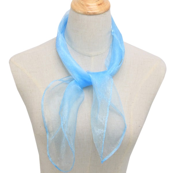 Dame 50'er firkantet chiffon hals hoved tørklæde tørklæder wrap Sky Blue 60*60cm