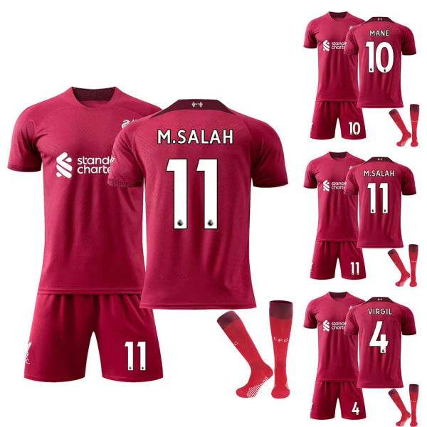 Barnfotbollströja M.Salah #11 Virgit # 4 Jersey Fotboll Sportkläder #11 12-13Y