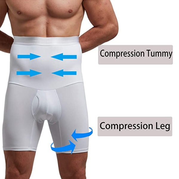 Shapewear-shorts för magkontroll för män med hög midja Body Shaper White L