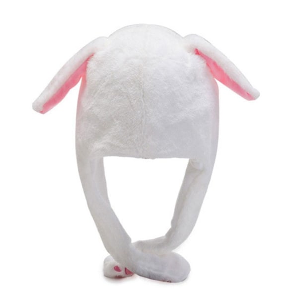 Plush-mössa med rörliga kaninöron för kvinnor - Kaninmössa med rörliga öron White
