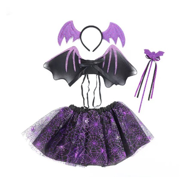 4 stk. Baby Jenter Fairy Halloween Sett Vinger Hodebånd Tutu Skjørt A
