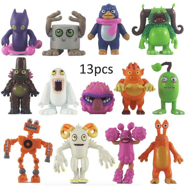 13 st Cartoon My Singing Monsters PVC Actionfigurer Tårta Toppers Dockleksaker Presenter 13PCS