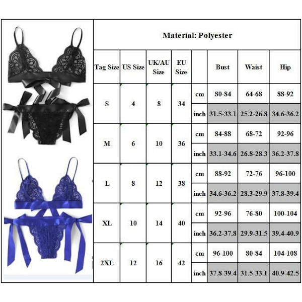 2 kpl Naisten seksikäs alusvaatesetti yöasu rintaliivit stringit alusvaatteet White XL