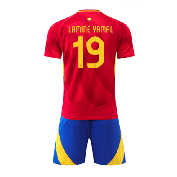 Fotbollströja 2024 UEFA Europamästerskap Spanien Jersey Kit Hemma Nr 19 LAMINE YAMAL Barn Fotbollströja Fans Present 18