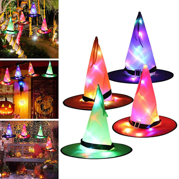 Halloween LED-upplyst Häxhatt för Vuxna, Cosplayfest Red