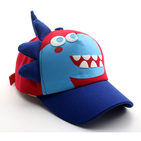 Barn Baseballkeps med tecknad dinosaurie, spetsig, passform för pojkar och flickor Red-Blue