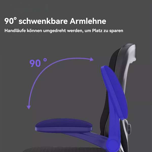 Kontorsstol med 3D-kudde, Svängbar Stol, Chefsstol, Ergonomisk Gamingstol, med Andningsbart Nätöverdrag, Fällbara Armstöd, Ländryggsstöd Black