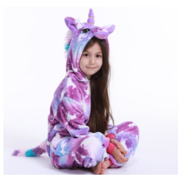 Fleece Barn Unicorn Cos-Dräkt Pyjamas Jumpsuit 130cm
