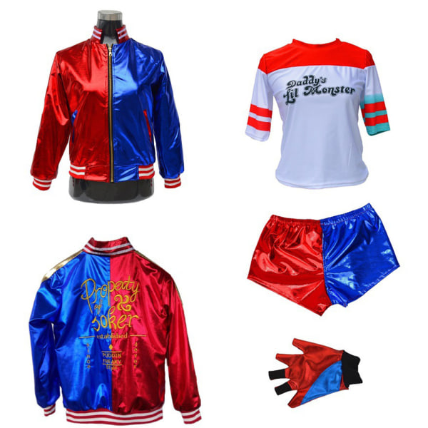 Harley Quinn Kostym Set Barn Jacka Shorts T-shirt Handskar Set 120cm 5074 |  120cm | Fyndiq