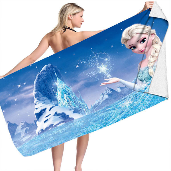 Fryst tecknad badhandduk strand badhanddukar filt mjuk mikrofiber 70x150cm C 70*150cm