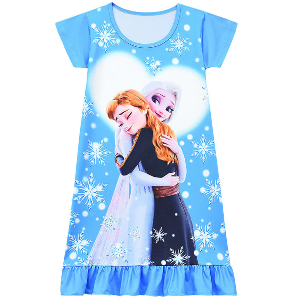 Frozen Elsa Anna Nattlinne Barnklänning Pyjamas Sovkläder Nattlinne #3 Blue 9-10 Years =EU 134-140