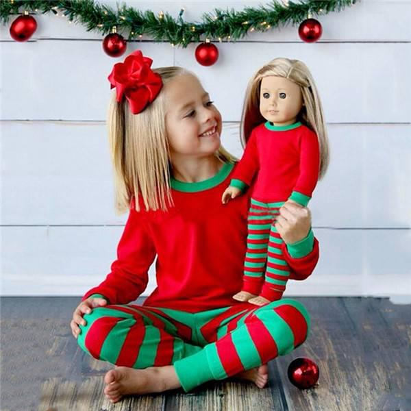 Familjepysjamas Set för Barn Förälder Julnattkläder Redgreen Kid 6T