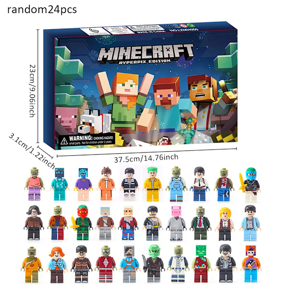 Minecraft Julefigur 24 Dages Nedtællings Julekalender 2024 Overraskelsesgave A