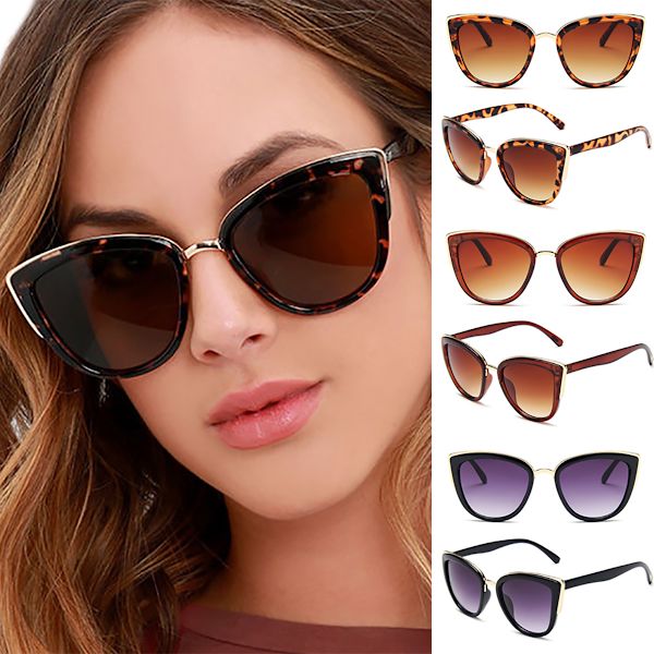 Anti-UV Modeglasögon / Kvinnor / 3 Par Retro Solglasögon Bright black 3PCS