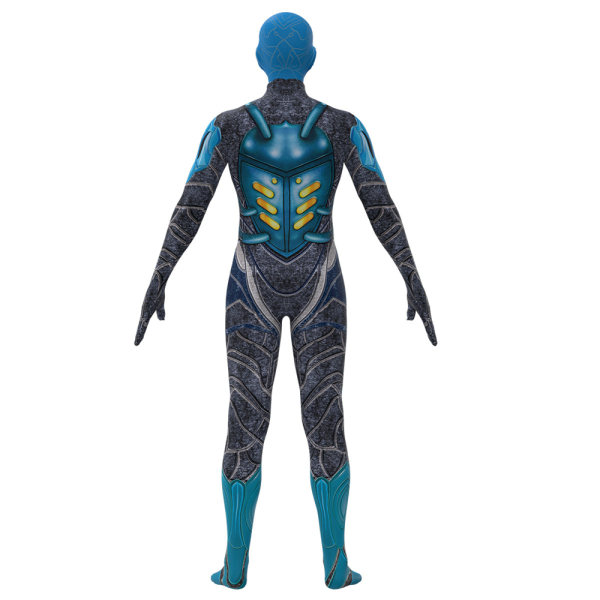 Halloween Kids Cosplay Kostymer Blue Beetle Jumpsuit Mask Outfit 130cm