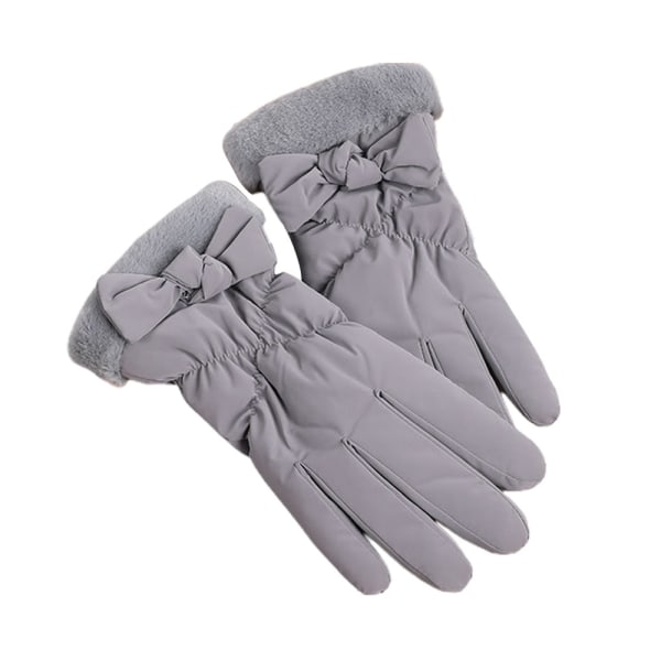 Mjuka mockagolvhandskar för kvinnor, fodrade med fleece, varma vinterhandskar med hela fingrar Gray