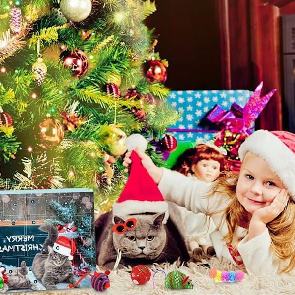 Juldekorationer 2024 Ny Katt Adventskalender 24 Dagar Nedräkning Till Jul Adventskalender Katt Leksaker Interaktiv Lek För Kattälskare Jul