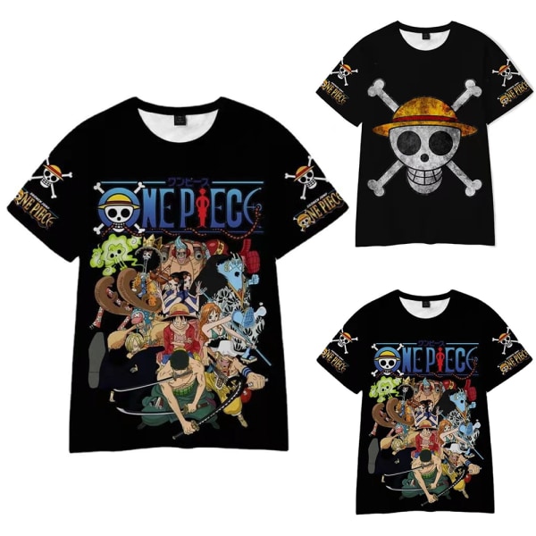 Anime ONE PIECE Luffy Barn T-shirt Sommar Casual Kortärmad Tryckt Tee Toppar Fans Pojkar Flickor Jul Födelsedagspresent B 160cm